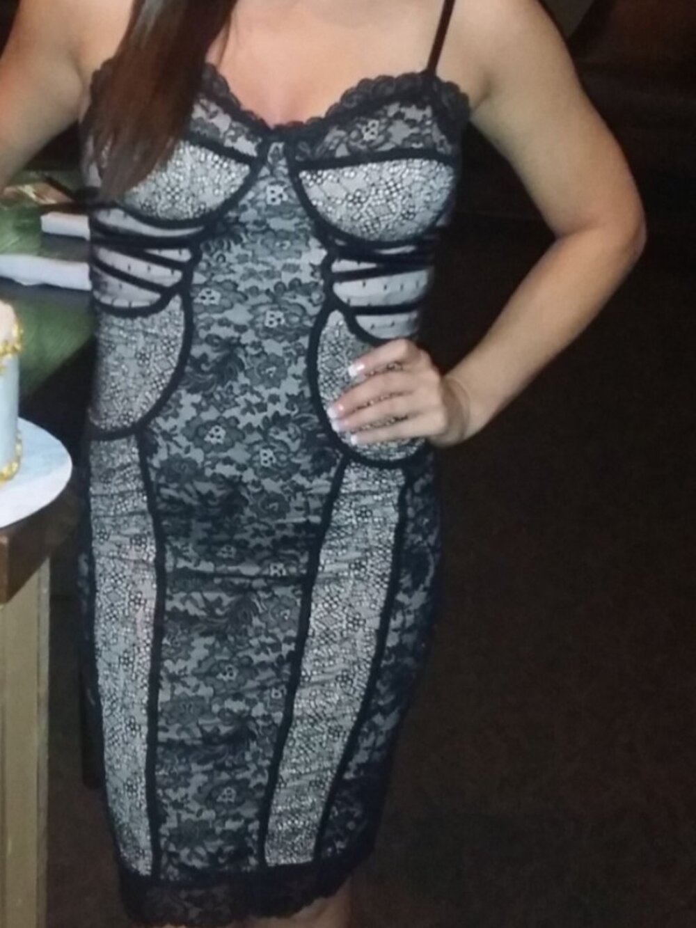 Bebe Black & Nude Cocktail Dress